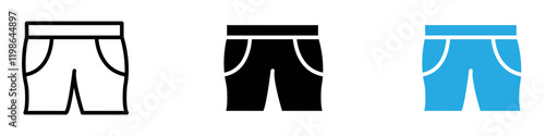 Swim shorts icon black white vector outline