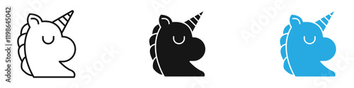 Unicorn icon black white vector outline