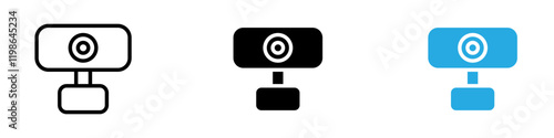 Web camera icon black white vector outline