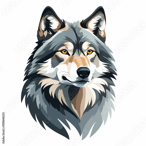 3D Alaskan wolf , white background, vector illustration.