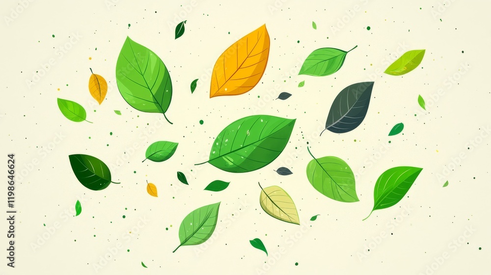 57.A minimalist ecology-themed vector design with clean, crisp illustrations of assorted leaves arranged in a flowing composition, accented by subtle textures and soft shadows. 57.A minimalist ecology-themed vector design with clean, crisp illustrations of assorted leaves arranged in a flowing composition, accented by subtle textures and soft shadows.