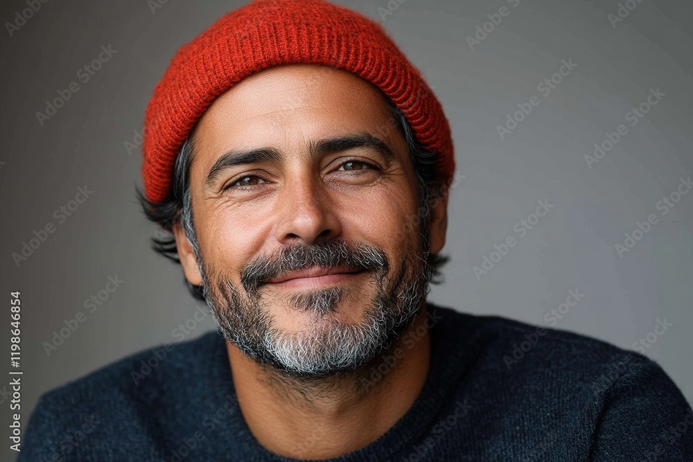A smiling man with a beard wearing a red beanie, exuding warmth and approachability. A smiling man with a beard wearing a red beanie, exuding warmth and approachability.
