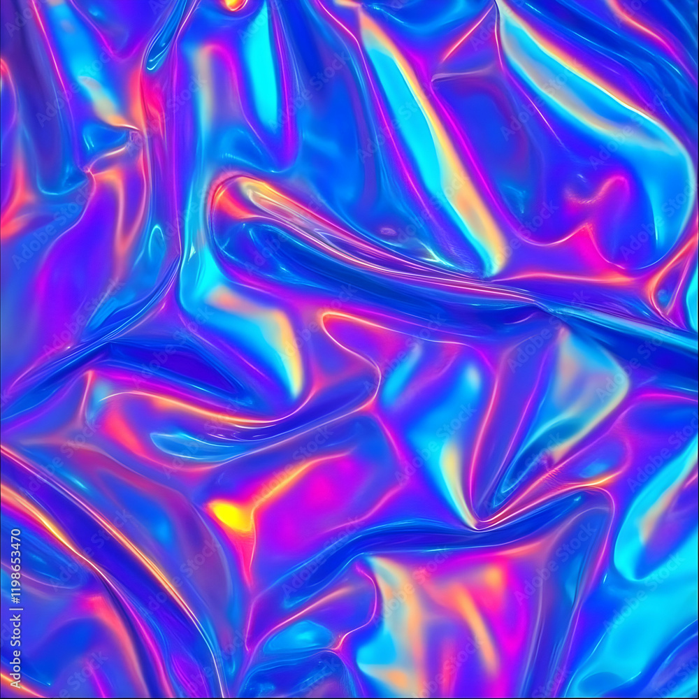 Fototapeta premium Iridescent Holographic Abstract Background Flows Smoothly with Vibrant Colors and Fluid Texture.