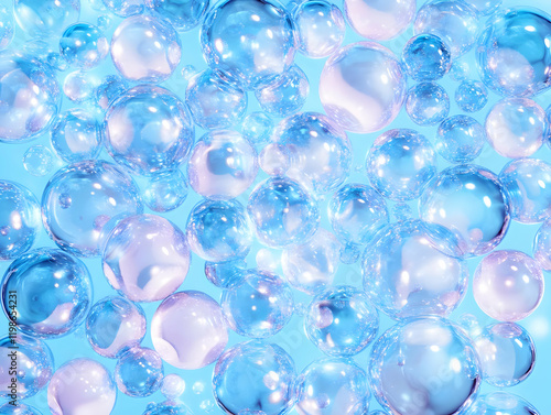 Wallpaper Mural 3D Render of Transparent Spheres Floating Gently on a Soft Blue Backdrop Torontodigital.ca