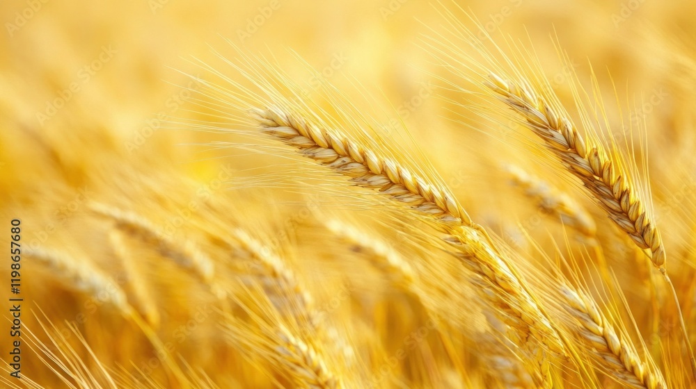 Fototapeta premium Close-up of wheat heads ready for harvest, swaying in a gentle breeze in a golden field