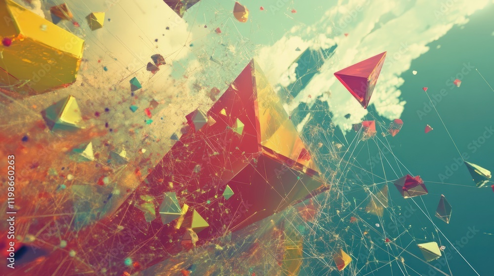 Fototapeta premium Artistic dot and triangle network for creative visuals.