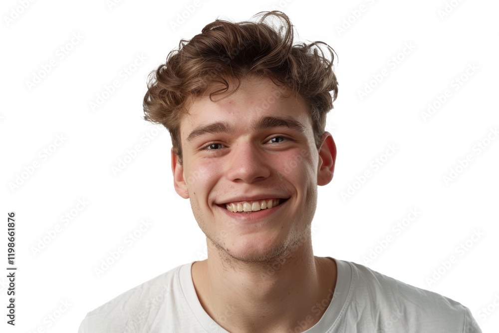 Closeup of happy smiling guy looking at camera isolated on white background Closeup of happy smiling guy looking at camera isolated on white background