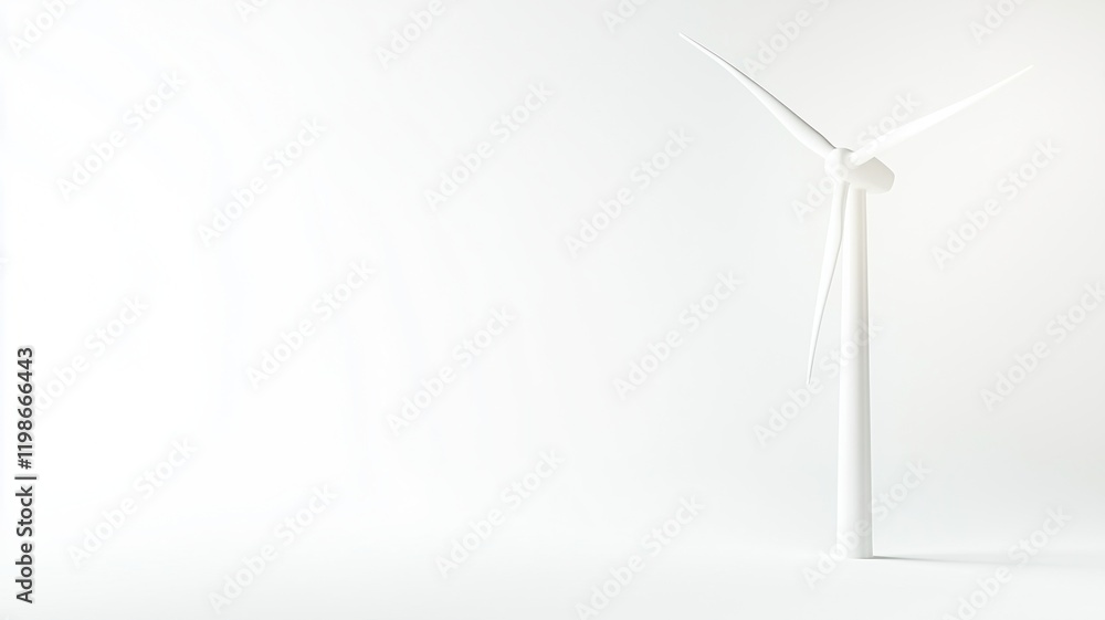 Energy consumption optimization concept. Wind turbine against a minimalistic white background. Energy consumption optimization concept. Wind turbine against a minimalistic white background.