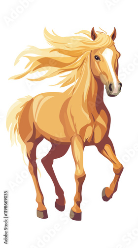 Majestic Horse with Flowing Mane and Tail in Elegant Vector Design