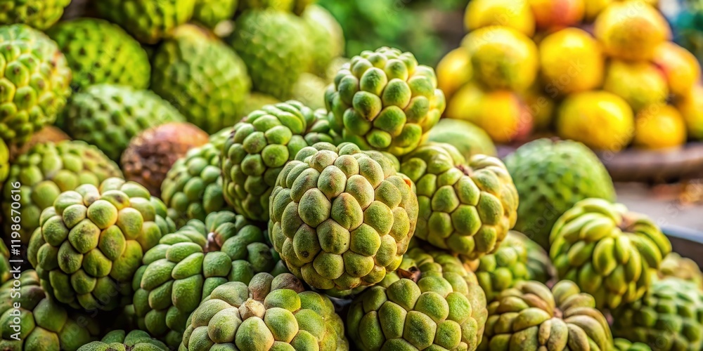 Fototapeta premium Organic Custard Apples for Sale at Vibrant Street Market