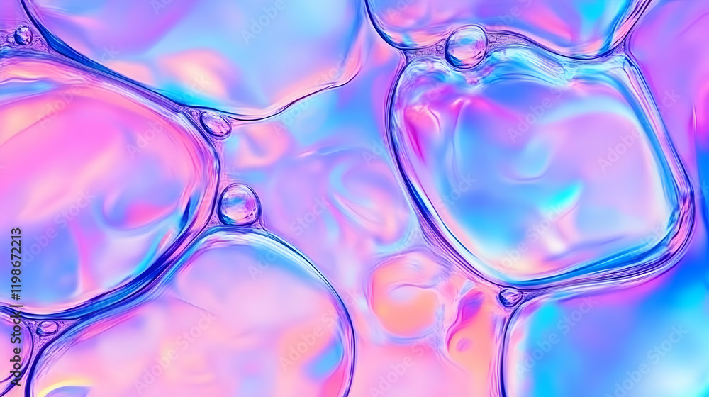 Iridescent Soap Bubbles Merge and Flow Creating a Colorful Abstract Pattern Iridescent Soap Bubbles Merge and Flow Creating a Colorful Abstract Pattern