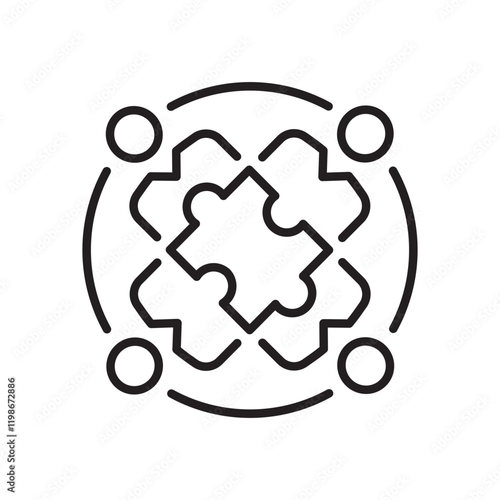 Teamwork icon. Symbol of problem solving and workflow. Vector illustration. Teamwork icon. Symbol of problem solving and workflow. Vector illustration.