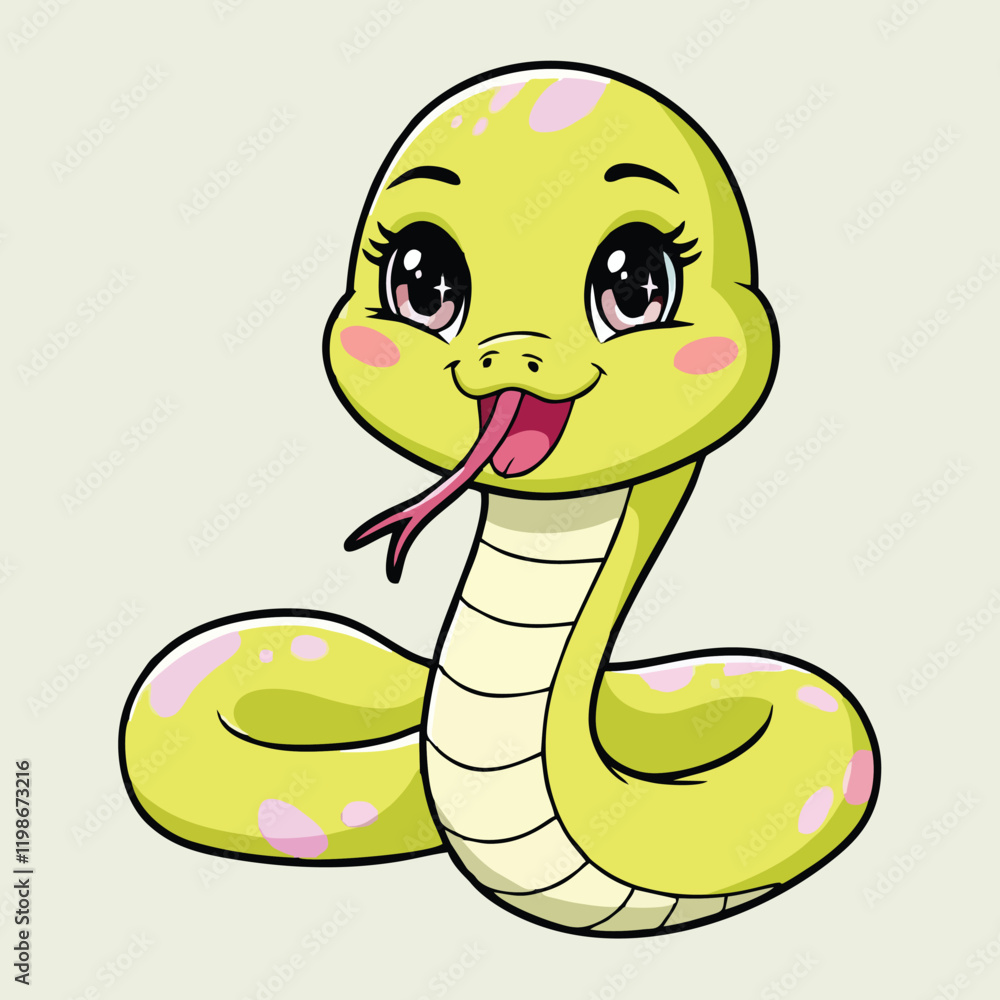 Fototapeta premium Adorable Cartoon Snake Illustration - Cute Vector Design