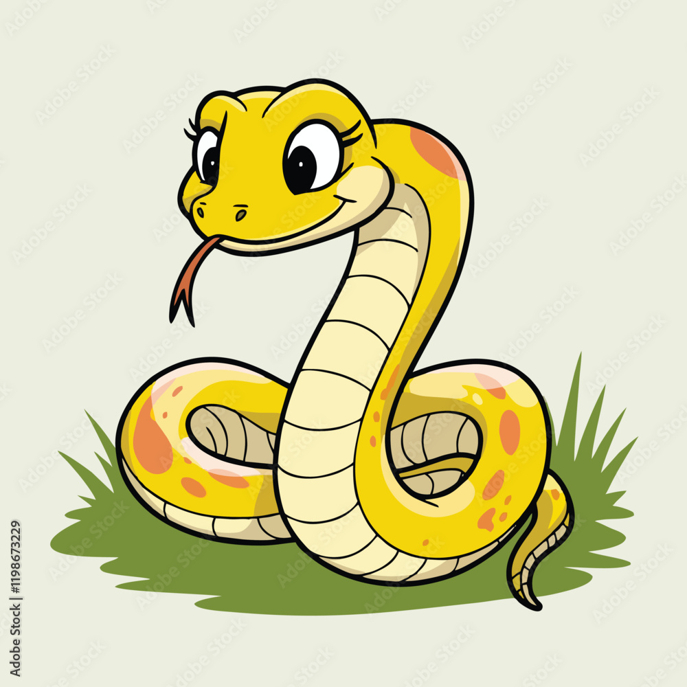 Fototapeta premium Adorable Cartoon Snake Illustration - Cute Vector Design