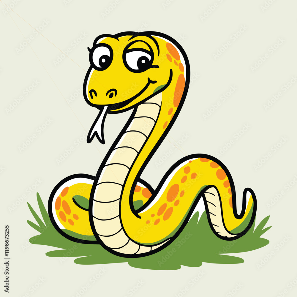 Fototapeta premium Adorable Cartoon Snake Illustration - Cute Vector Design