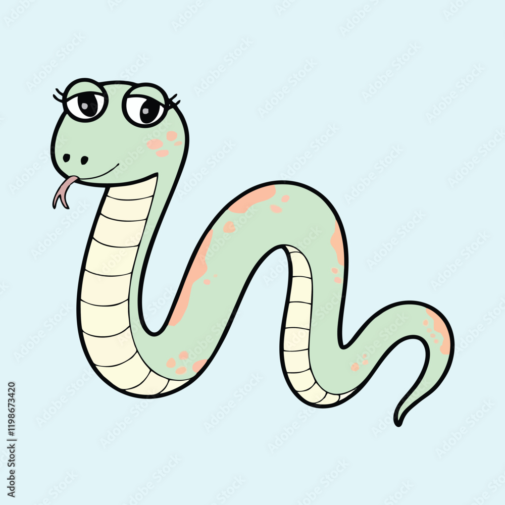 Fototapeta premium Adorable Cartoon Snake Illustration - Cute Vector Design
