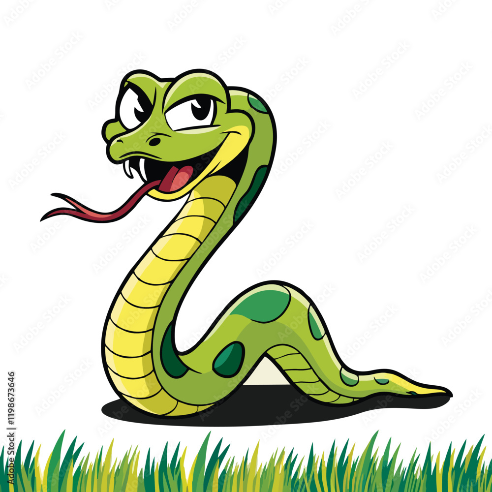 Fototapeta premium Adorable Cartoon Snake Illustration - Cute Vector Design