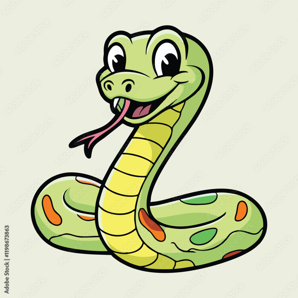 Fototapeta premium Adorable Cartoon Snake Illustration - Cute Vector Design