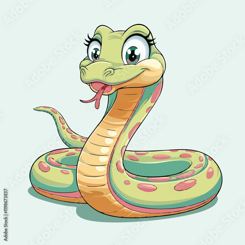 Adorable Cartoon Snake Illustration - Cute Vector Design
