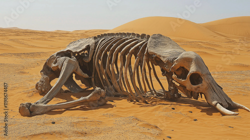 Elephant Skeletons in the Desert. Echoes of the Wild: Elephant Bones Beneath the Sands. Desert The Skeletons of Elephants. Elephant Skeletons in the Arid Wasteland. Elephant Bones in a Barren Desert