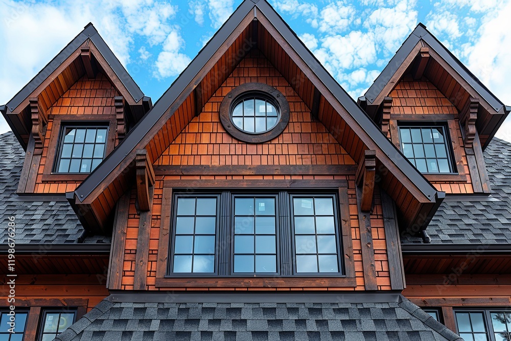 Fototapeta premium House with large window of wood