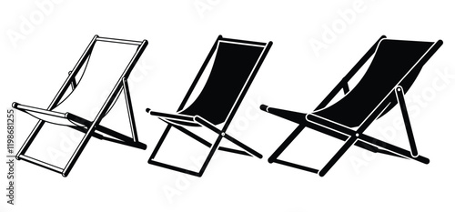 A beach chair set silhouette vector with 