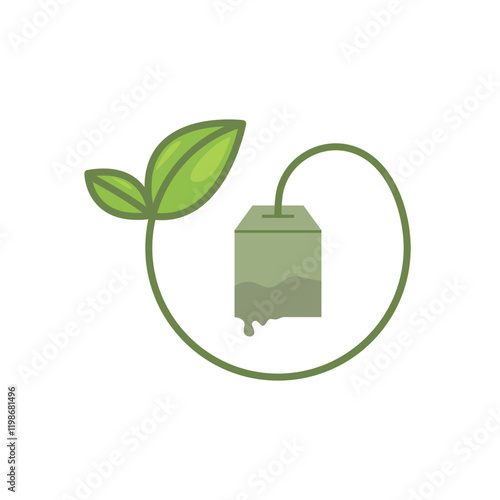 Green tea bag icon logo vector design concept