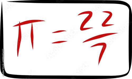 math symbol pi 22 7 in Doodle style. red ink pi strokes