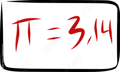 math symbol pi 3,14 in Doodle style. red ink pi strokes