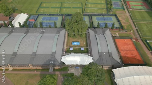 Bird eye view aerial shot National Tennis Centre in London, England photo