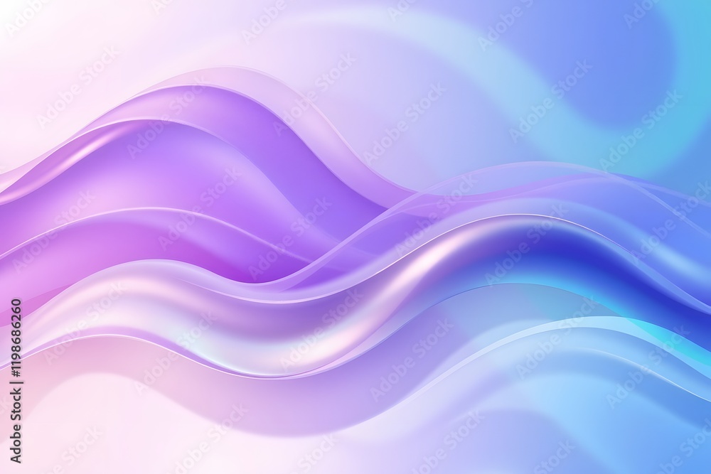 Obraz premium Abstract waves in soft purple and blue hues create a serene and modern design.