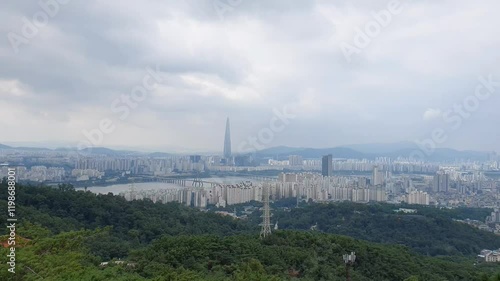 Jamsil view from Achasan Mountain in Seoul photo