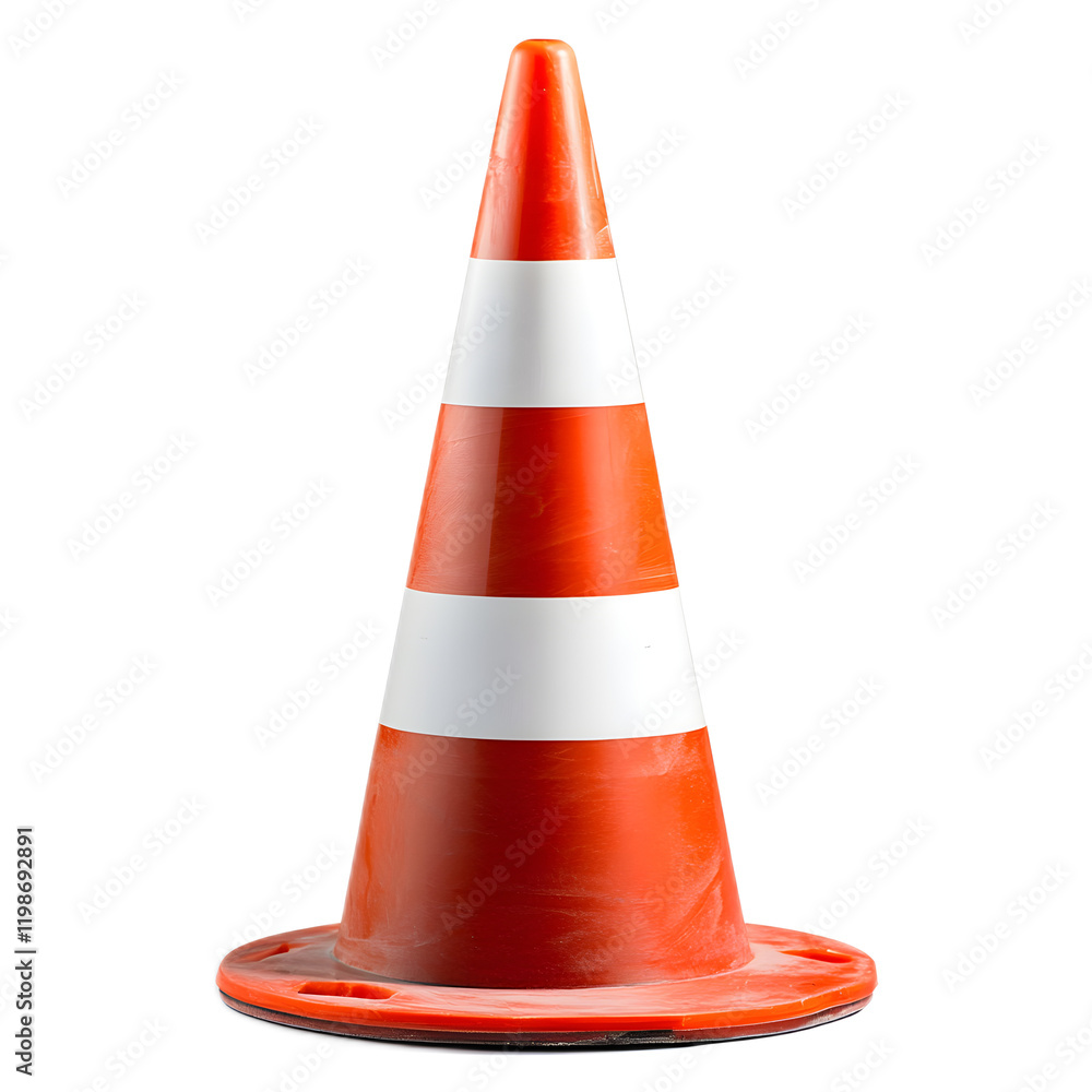 Vibrant Orange Traffic Cone Stands Tall as Safety Marker on the Road Vibrant Orange Traffic Cone Stands Tall as Safety Marker on the Road