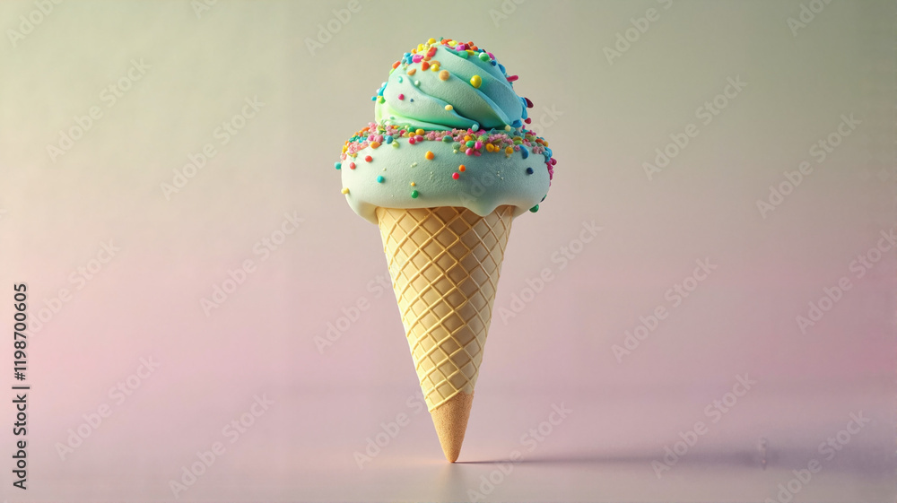 Ice cream cone with colorful sprinkles Ice cream cone with colorful sprinkles