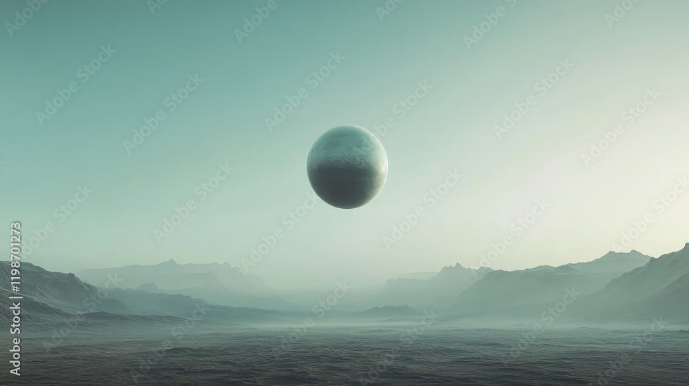 Pale orb floating against a blank expanse Pale orb floating against a blank expanse