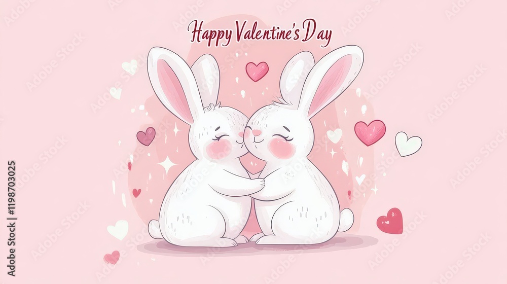 Congratulations to two rabbits on a happy Valentine's Day Congratulations to two rabbits on a happy Valentine's Day