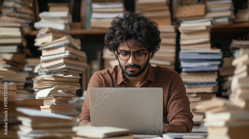 Scholar in Book-Laden Study...