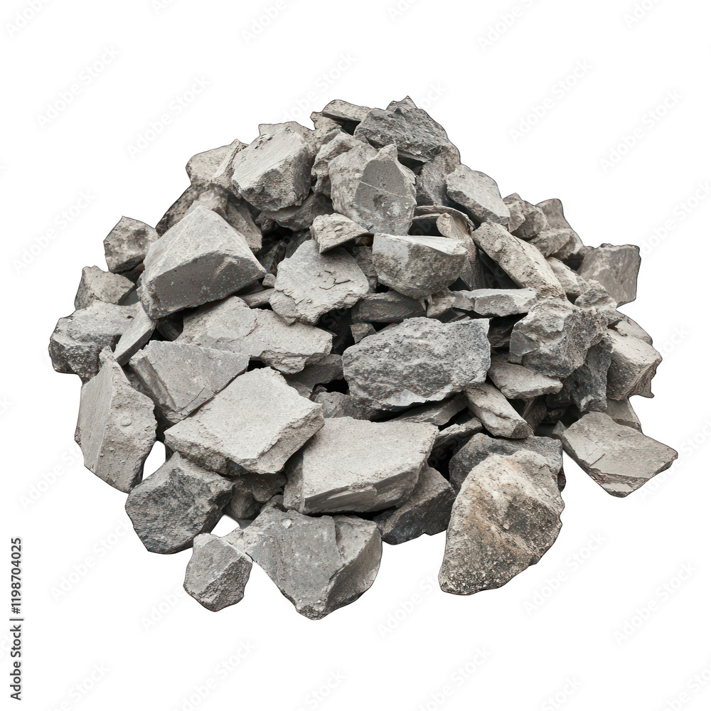 Pile of concrete rubble isolated on transparent background Pile of concrete rubble isolated on transparent background