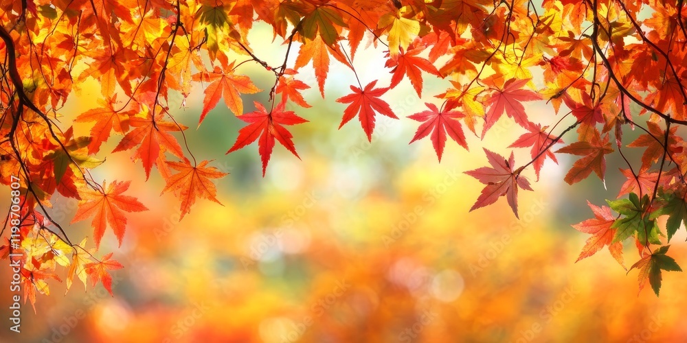 Vibrant autumn background featuring a mix of orange, red, yellow, and green leaves, creating a stunning display of autumn foliage in a picturesque seasonal landscape. Vibrant autumn background featuring a mix of orange, red, yellow, and green leaves, creating a stunning display of autumn foliage in a picturesque seasonal landscape.