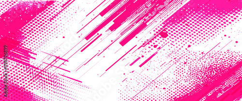 Obraz na płótnie Vector pink style paintbrush grunge with halftone dots pattern texture w salonie