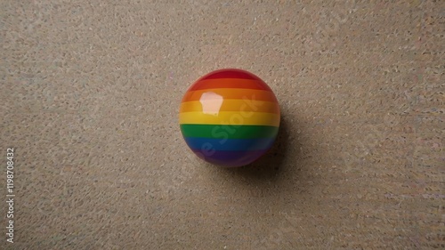 Colorful Rainbow Sphere on Textured Brown Surface LGBTQ Pride Symbol