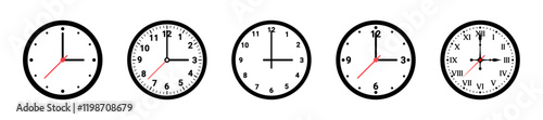 clock vector set. time, hours, minutes, seconds, symbols, icons