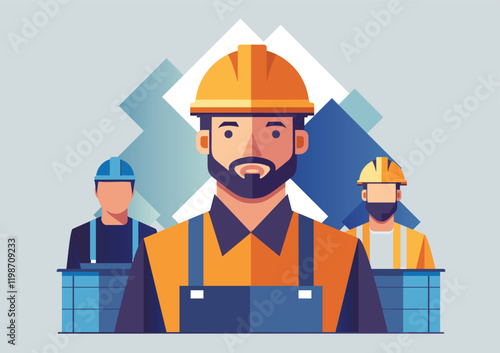 Construction team builders engineers workers.