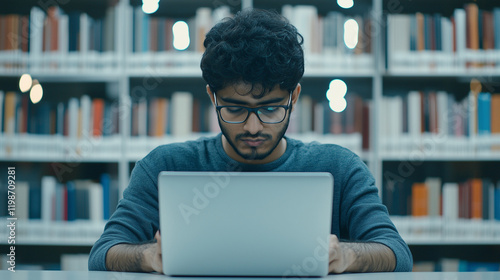 Focused Student in Library:...