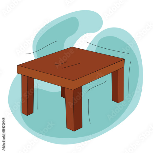 Table furniture of wood, interior wooden desk. 
