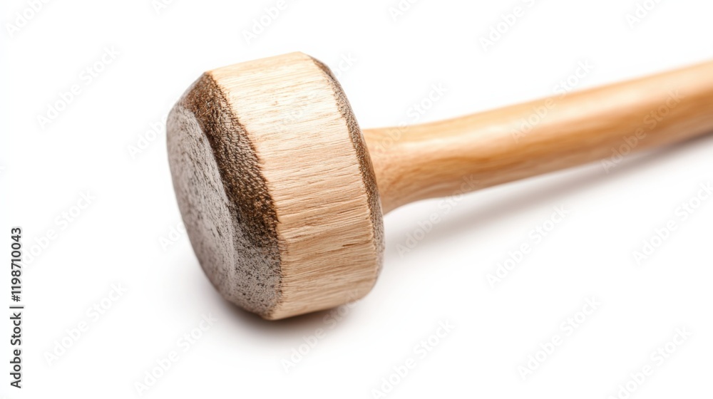 close up of a wooden mallet head and handle close up of a wooden mallet head and handle