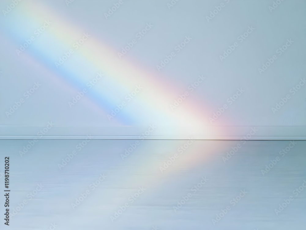 Rainbow Arches Over Calm Water, Creating a Serene Reflection: Nature's Beauty Rainbow Arches Over Calm Water, Creating a Serene Reflection: Nature's Beauty