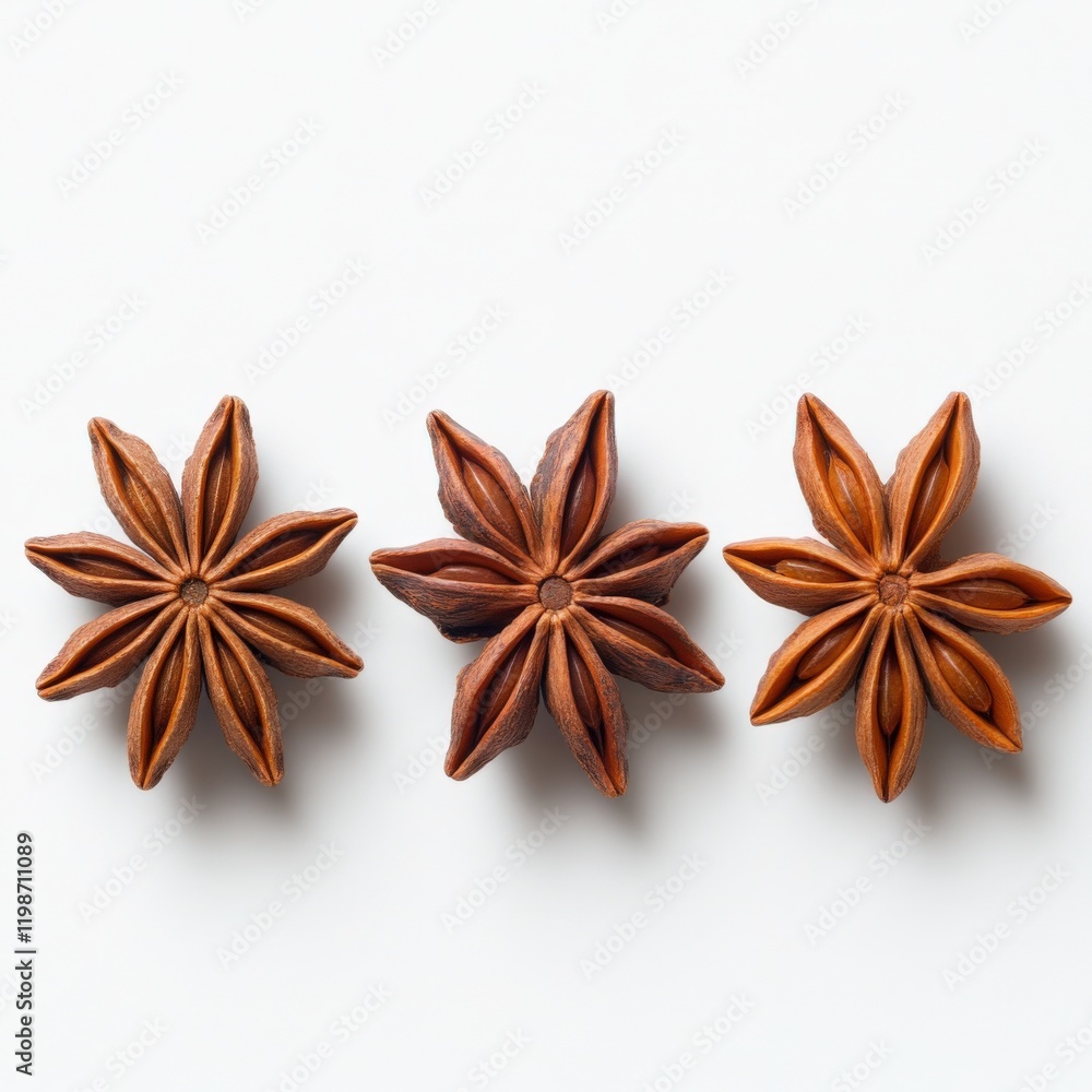 three star anise spices on a white background three star anise spices on a white background