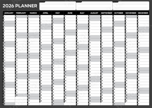 2026 Wall Planner Home Office School Organiser Calendar A2 Size 
(42 x 59.4) Full Year to view Calendar Home Office Work Runs Full Year (Black and Gray)
