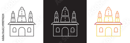 Indian temple Line Icon.  isolated on white and black background. vector illustration. EPS 10  photo